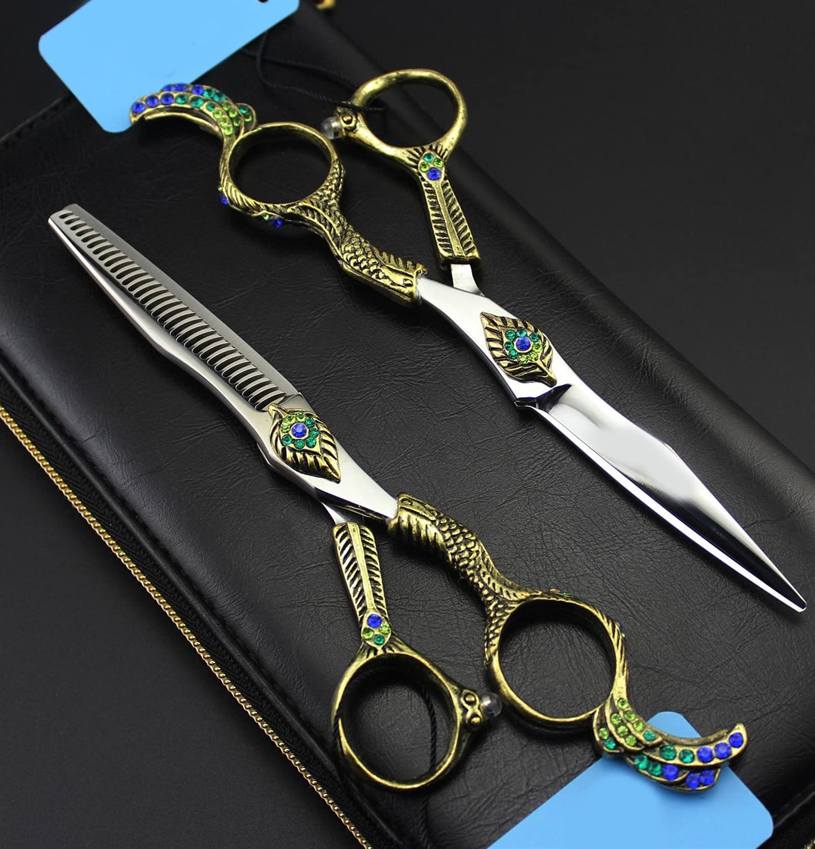 Retro-Haarschneideschere, Effilierschere, Friseurscheren-Set, Friseurscheren-Werkzeug,Set Tasche hinzufügen