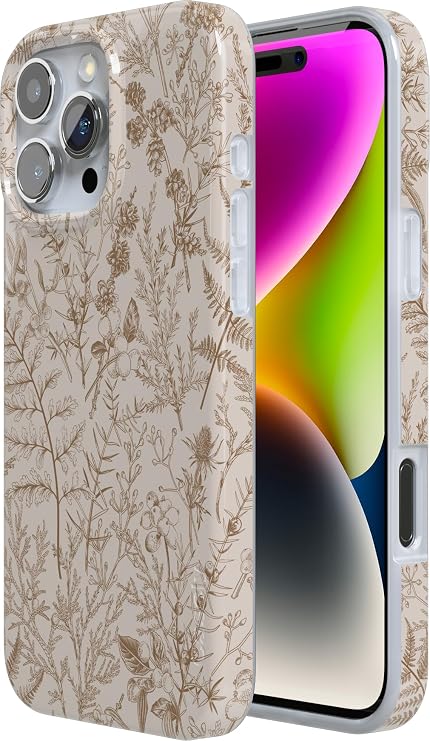 Casely iPhone 16 Pro Case | Beige Garden | Neutral Floral | Compatible with MagSafe | Classic Ultra Slim Design