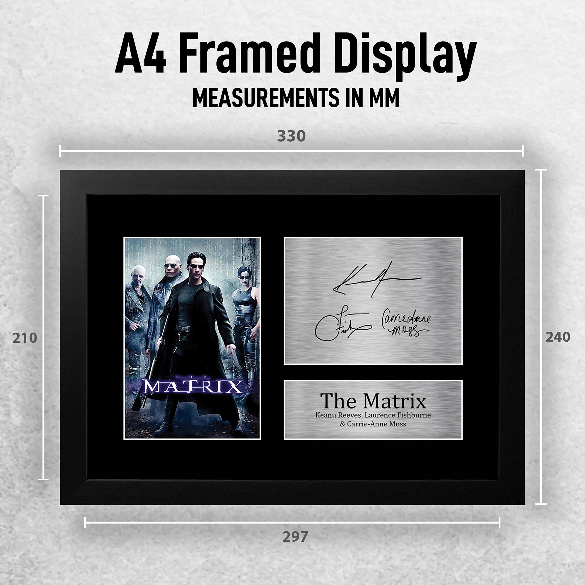 HWC Trading The Matrix A4 Incorniciato Firmato Regalo Visualizzazione Delle Foto Print Immagine Autografo Stampato Per Keanu Reeves Laurence Fishburne Carrie-Anne Moss Gli Appassionati Di Cinema