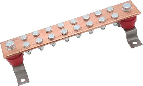 Miniatura 3 de LBY . Kit de barra de tierra de cobre montada en la pared de 24 x 1.97 x 11.8 pulgadas, con 16 posiciones terminales, kit de barra de conexión a