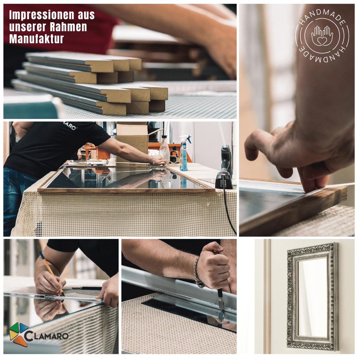 CLAMARO Oslo Barockspiegel, antik, Fichte Massivholz, Bronze, 50 x 70 cm | Handgefertigt in Deutschland, Echtglas, HDF-Rückwand, Metallaufhänger, Hoch- und Querformat, für Flur, Bad, Garderobe