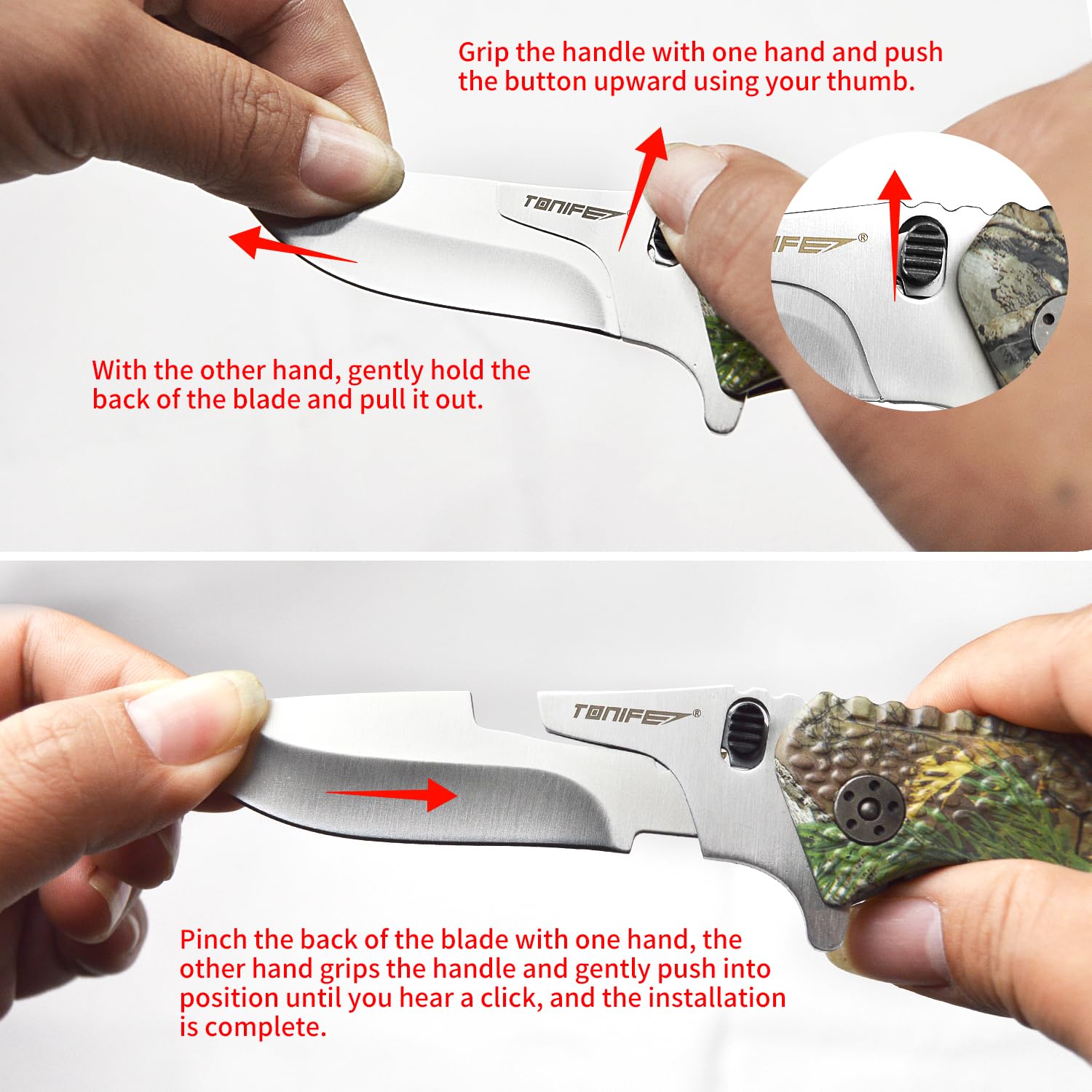 TONIFE Selva Navaja Multiusos Navaja Intercambiable con Hoja de Acero 5Cr15MoV Mango de Aluminio y Clip Metálico de Bolsillo Cuchillo Outdoor Cuchillo de supervivencia