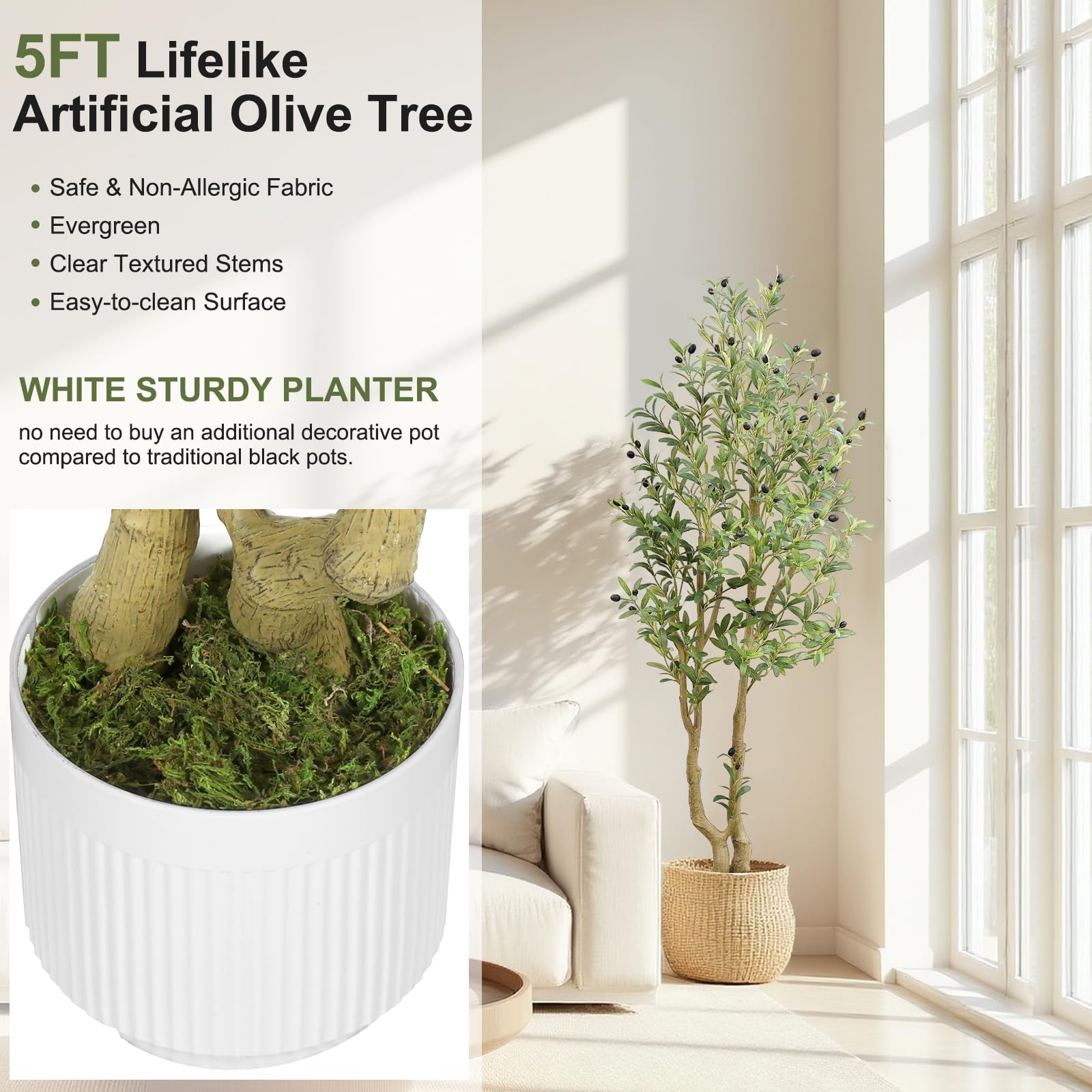 Amazon.com: HZXGCP Olive Tree 5ft, Artificial Olive Tree with