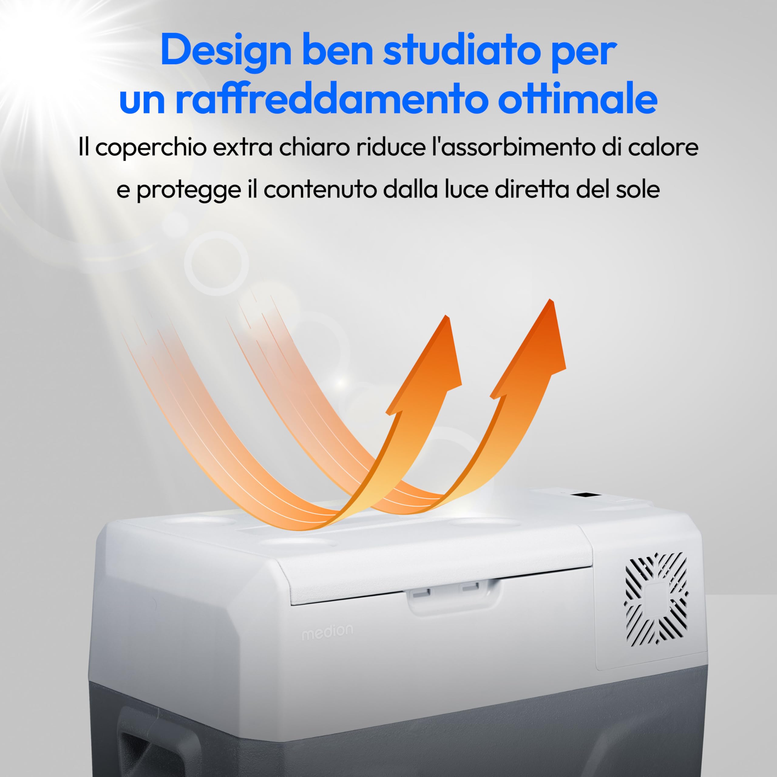 MEDION Frigo portatile con compressore (elettrico, 47 litri di spazio, 60 watt, da -20 °C a 20 °C, display a LED, USB, adattatore da 230 V a 12 V a 24 V per auto, camion, camper, campeggio MD13112)