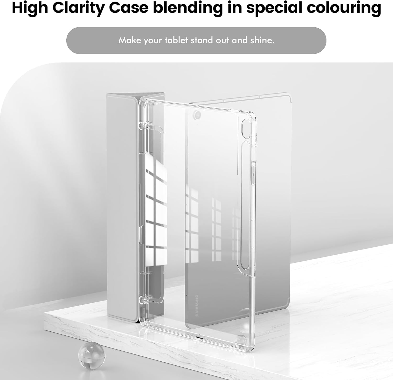 infiland for galaxy tab s10 fe plus case (2025) 13.1 inch slim tri-fold clear protective case cover with s pen holder for samsung galaxy tablet s10 fe+ (silver)