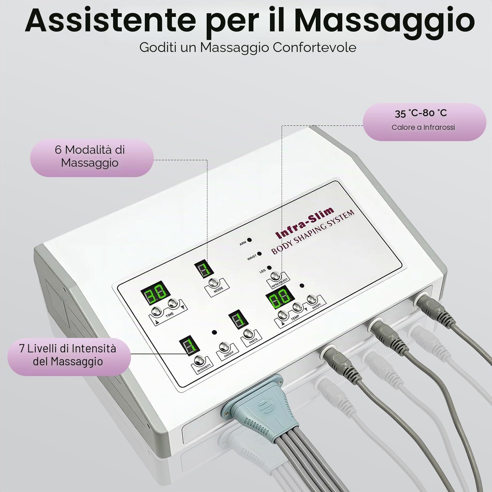 Macchina dimagrante, 600 W, 220 V, per drenaggio linfatico, massaggiatore con 6 modalità di massaggio, calore a infrarossi, massaggio ad onde d'aria