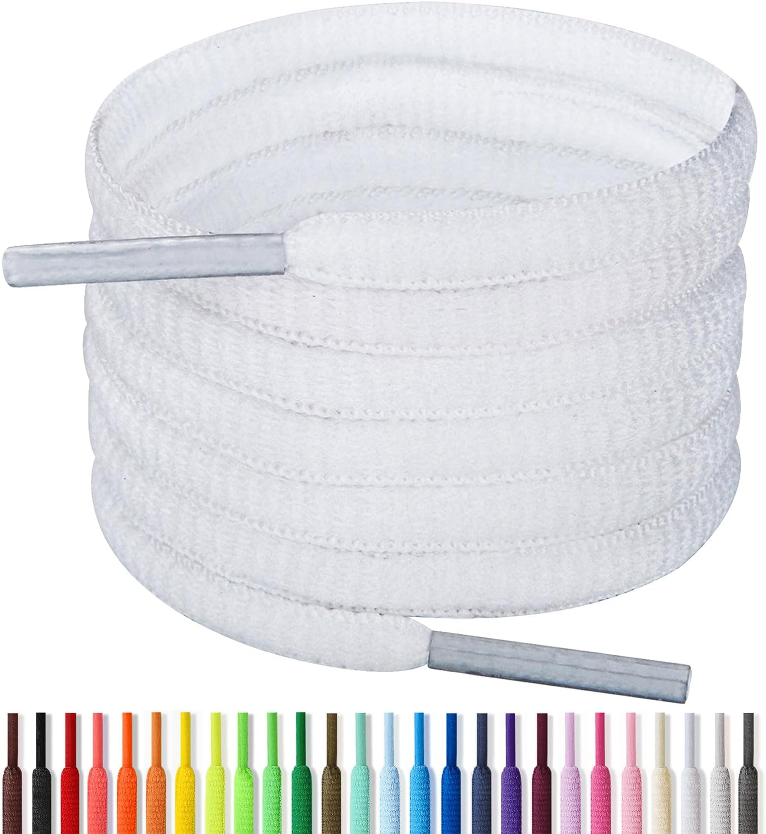 1/4" Oval Athletic Shoelaces 24"-72" in 22 Colors Half Round Shoe Laces