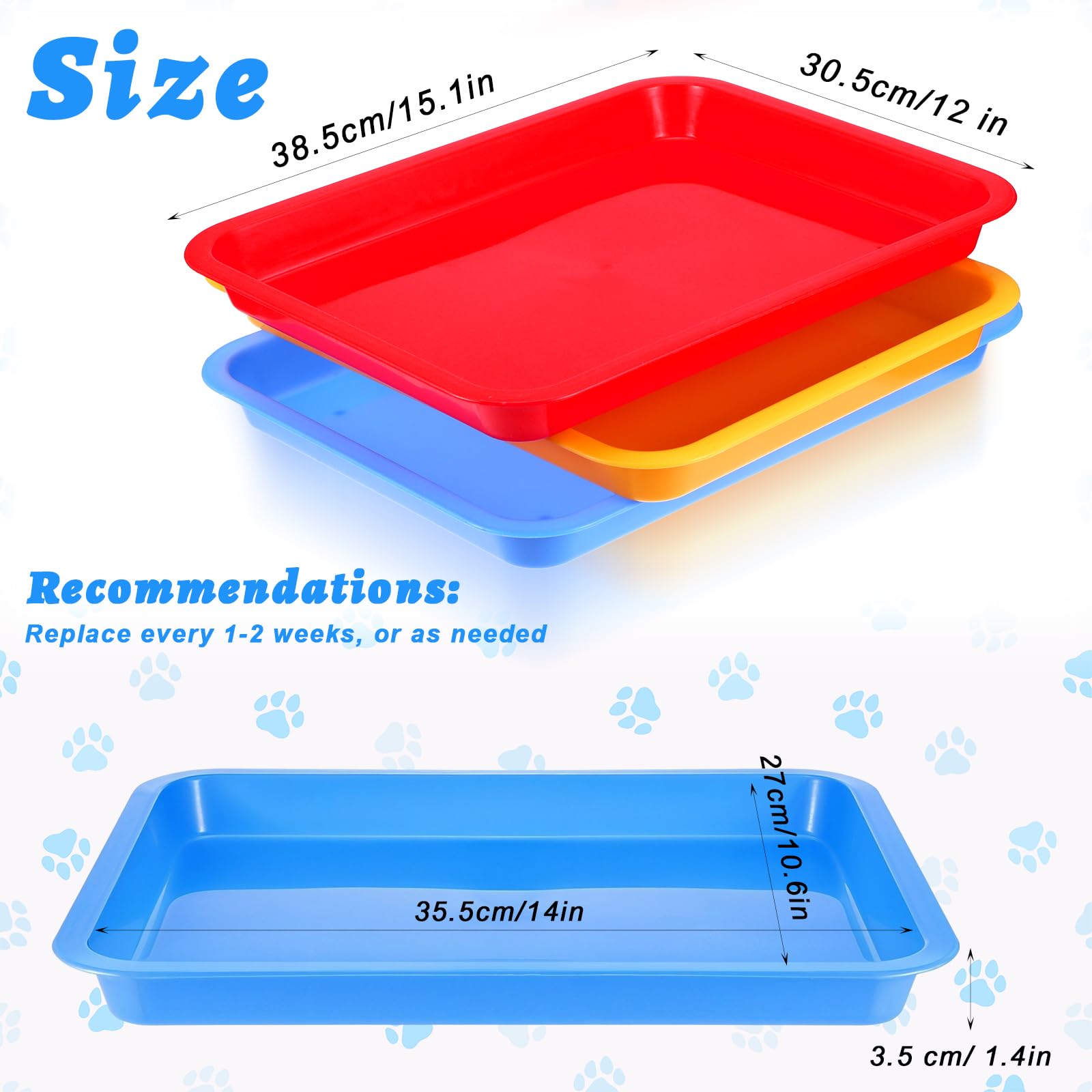 4 Pcs Small Cat Litter Box, Open Rabbit Litter Pan, Waterproof Plastic Tray Travel Toilet for Cats Kitty Bunny Small Pet 4 Colors (15.1 x 12 x 1.4 Inch)