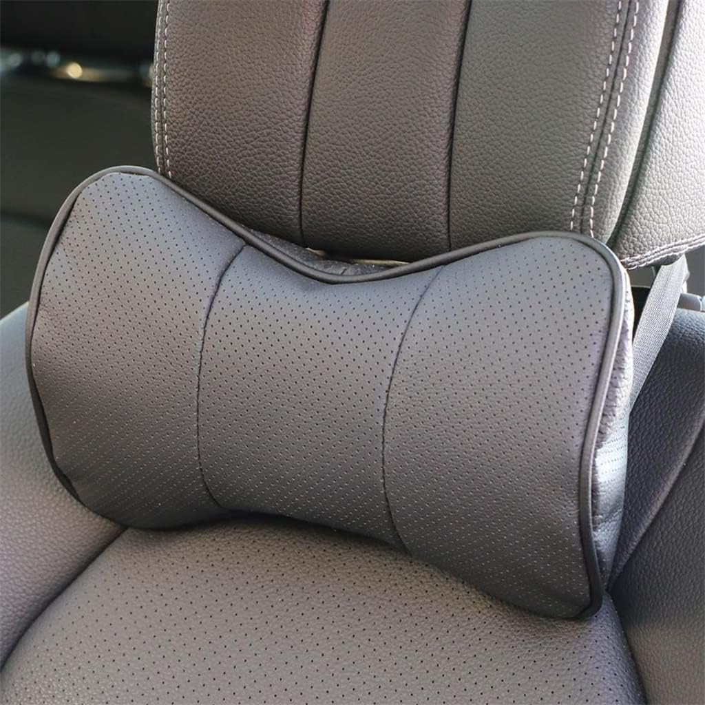 Car Headrest Support Neck/Auto Seat Safety Pillow Cowhide Pillow Protection Cervical Spine(D)
