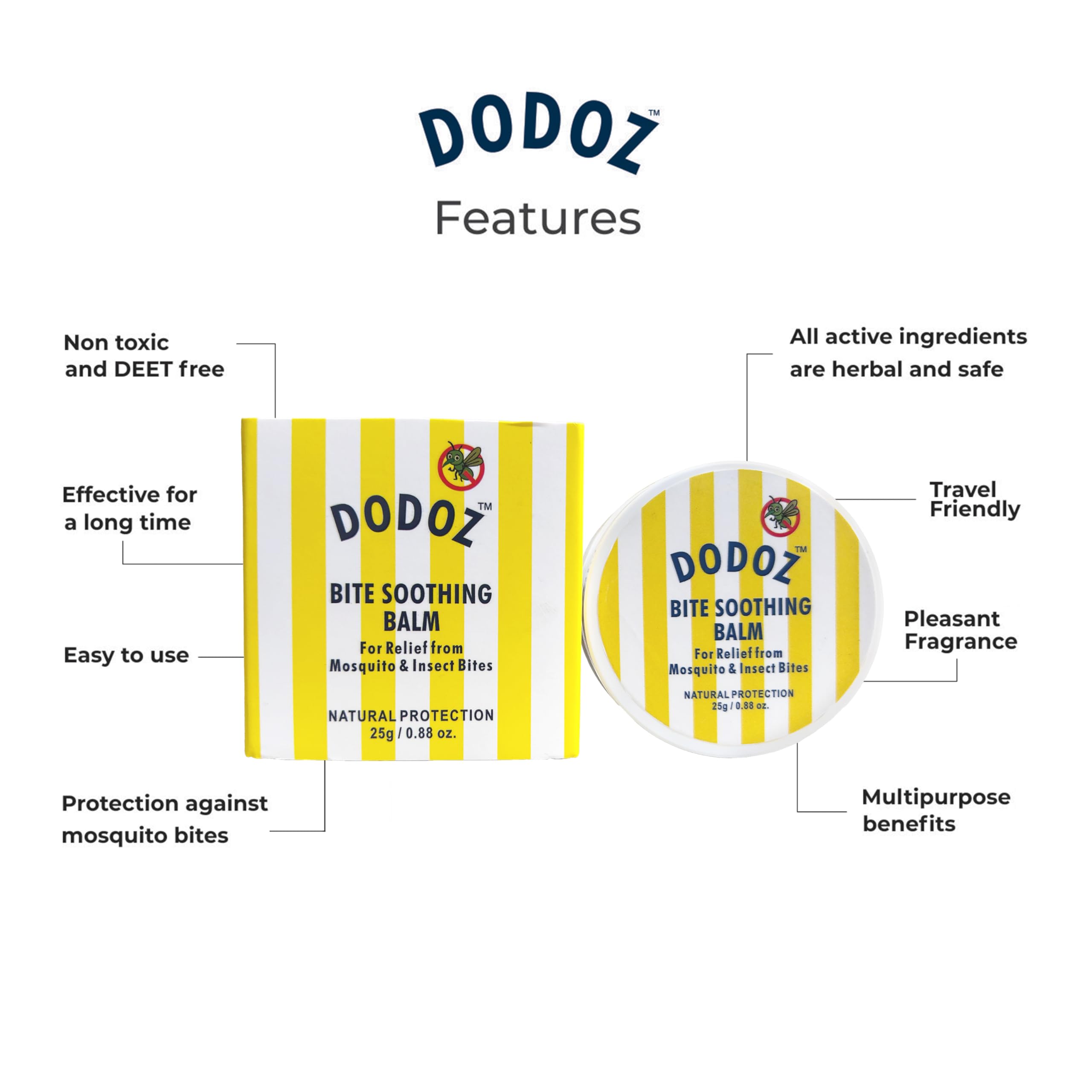 DODOZ Bite Soothing Balm–Kid-Safe Natural Protection & Gentle on Skin, Long-Lasting Repellent for Outdoor & Indoor Use Effective Shield Against Mosquitoes & Insect Bites for Babies, Kids (25g) 3