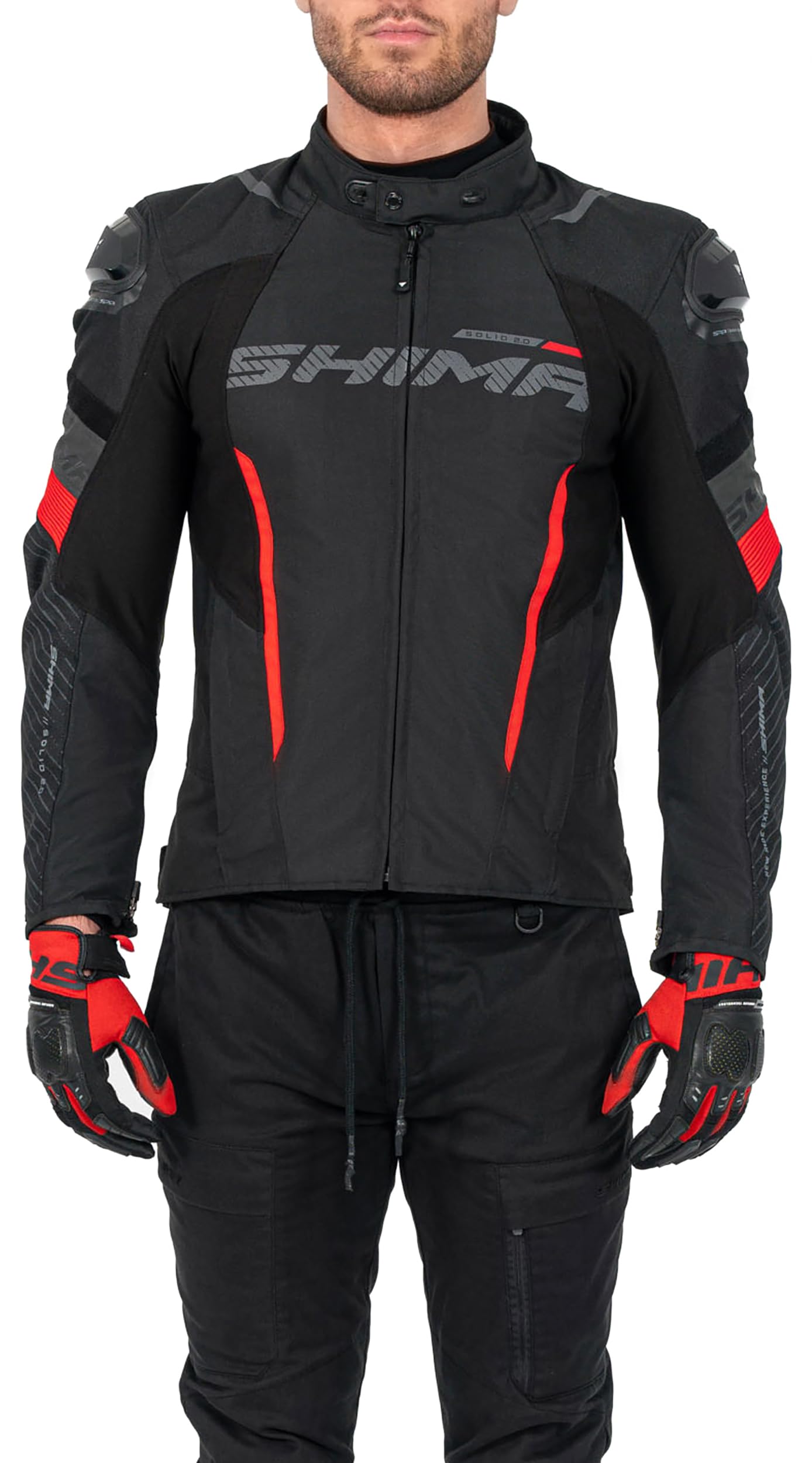 SHIMA SOLID Veste Moto Homme Homologué AIRFORCE Dorsale Blouson Armure Protecion Vestes Imperméable Textile Vetement Hiver Ete Touring Motos Aventure équipements (Hommes, Blanc, Regular, 4XL) | Ventilation optimisée