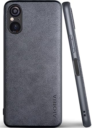 AIORIA Case for Sony Xperia 5 V Premium Leather Cover Retro Design Full Protective Phone Case for Sony Xperia 5 V 5G Gray