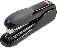 MAX HD50DFBK Flat-Clinch Stapler: 30-Sheet Capacity, 30% Less Effort, Durable Black Desktop Stapler