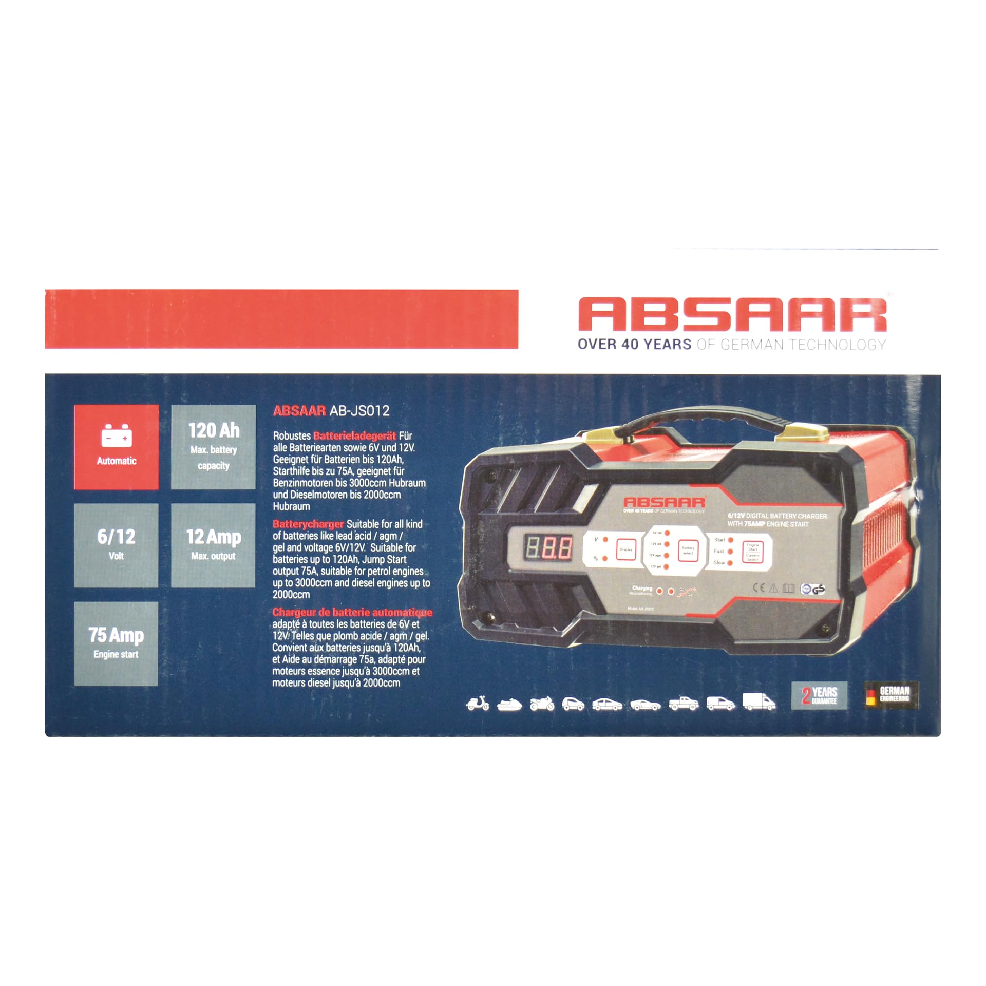 Absaar AB-JS012 Auto Starthilfe Ladegerät Booster