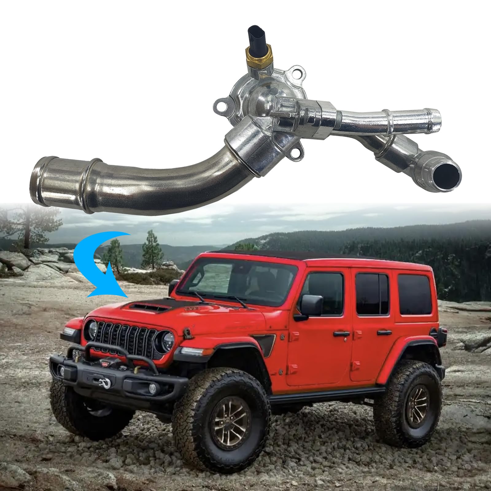 Photo 1 of SHOWSEN 5048424AD Engine Coolant Thermostat Housing Assembly Compatible with 2018-2024 Jeep Wrangler 2.0L Replacement 5048424AB