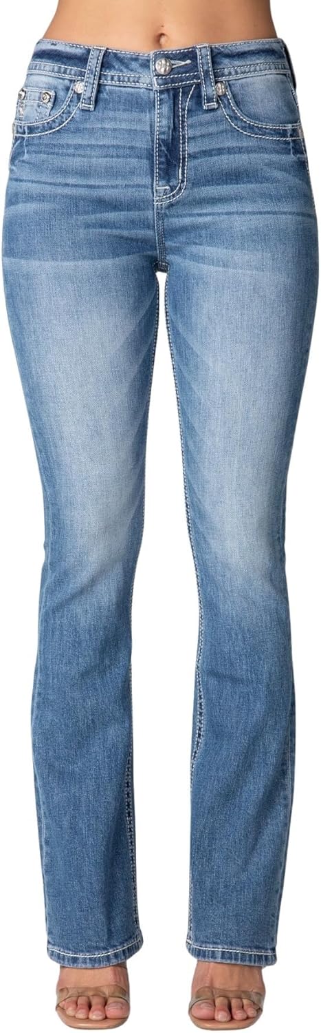 Miss Me Women's Winged Faux Flap Pocket Mid-Rise Bootcut Jeans - Image 2