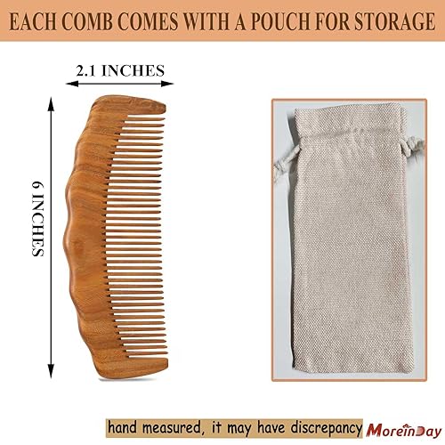 Miniatura 6 de Moreinday Peine de madera para mujer, peine desenredante para el cabello, peine de sándalo verde