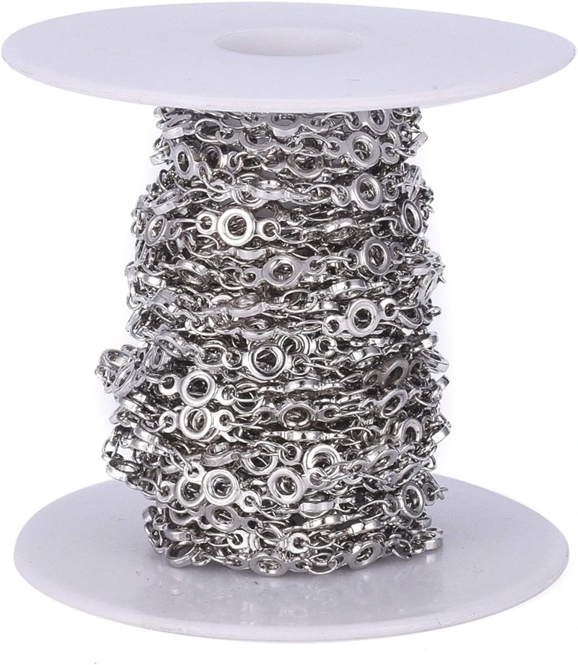 Craftdady 16.4 Feet Stainless Steel Star Link Chain Soldered Cable Chains with Spool for Necklace Bracelet Earring Jewelry Making