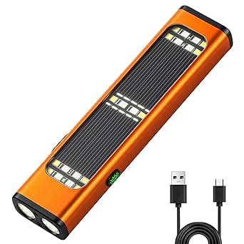 Solar/Rechargeable Flat Flashlights, 900 Lumens EDC Tactical Flashlight