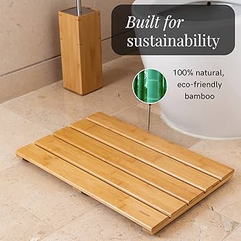 Amazon.com: GOBAM Natural Bamboo Bath Mat - Non-Slip Shower