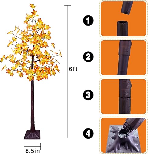 Miniatura 3 de Luz LED de árbol de arce con 120 luces LED, árbol de arce de 6 pies con 8 modos de iluminación para decoración del hogar de Acción de Gracias