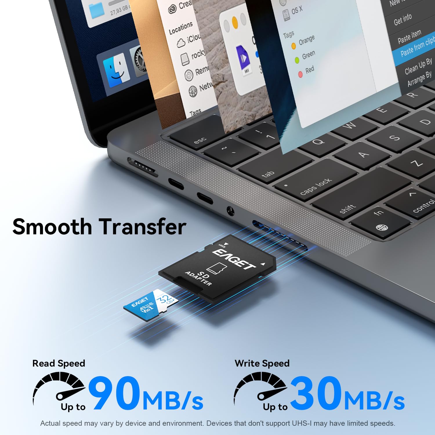 Lot de 3 cartes mémoire TF de 32 Go, classe 10 U3 V30, jusqu'à 90 Mo/s en lecture et 30 Mo/s en écriture, carte mémoire haute vitesse pour appareil photo numérique, caméra d'action, caméra embarquée