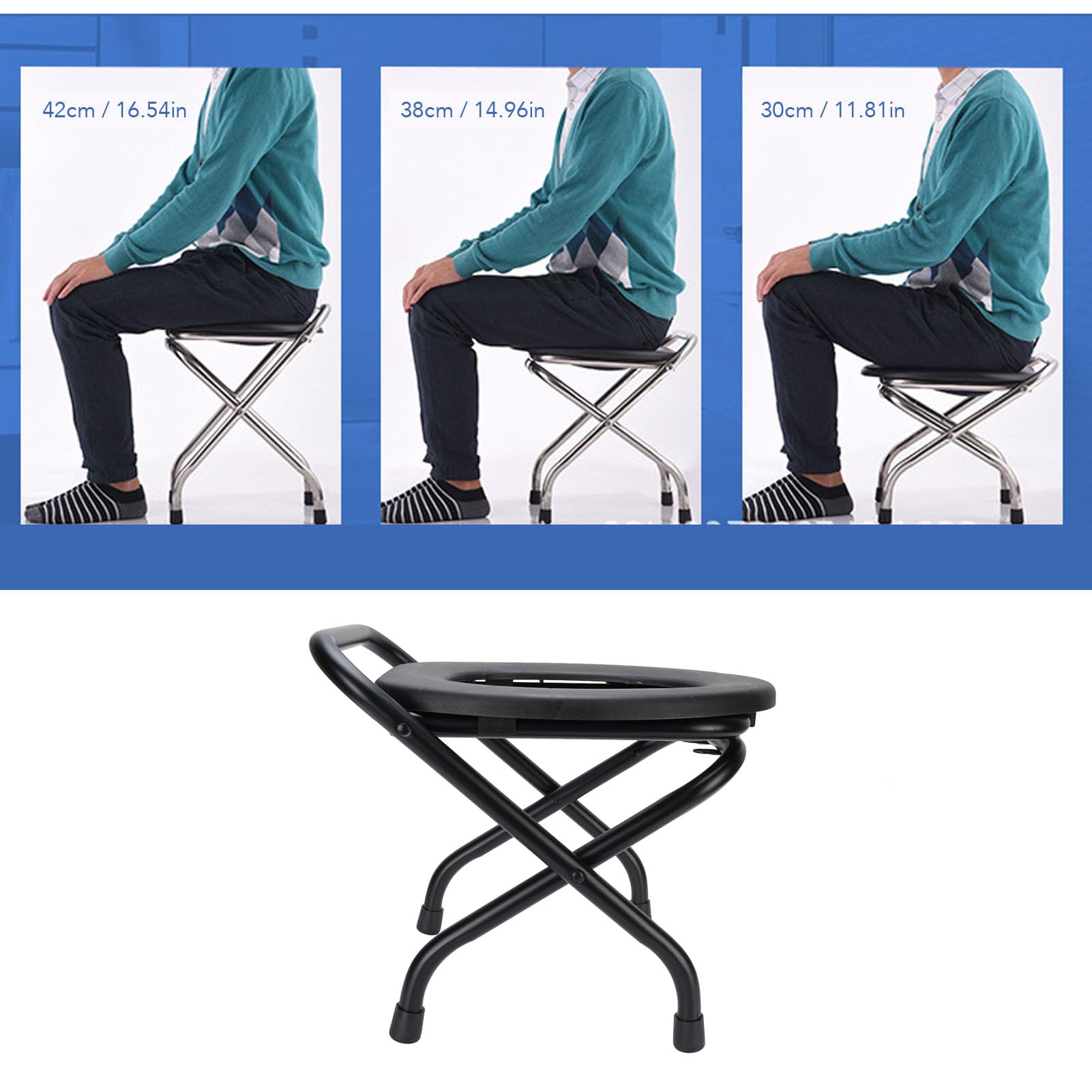 Przenośne żelazne Składane Krzesło Toaletowe Ergonomiczne (30cm)