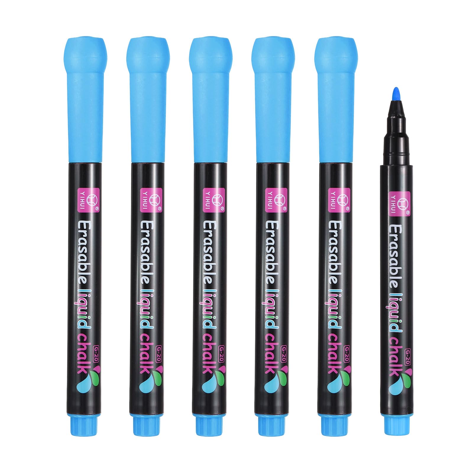 PATIKIL Liquid Chalk Markers, 6Pcs Whiteboard Markers Fine Tip Dry Wipe Pens Colorful Wet Erase Chalk for Whiteboard LED Note Board Blackboard Planning Glass, Blue
