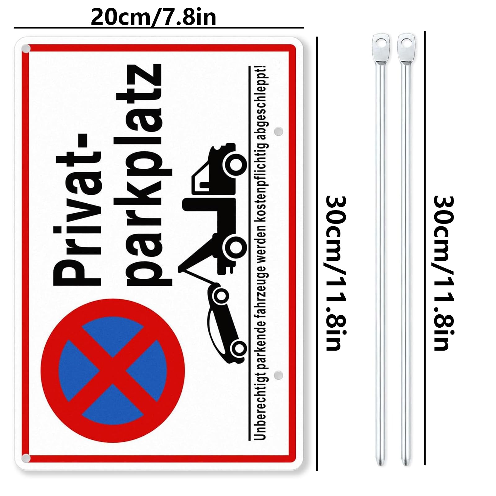 Cartello 'Parcheggio Vietato – Proprietà Privata' In Alluminio 30x20 Cm Con Fori – Resistente Intemperie - 2