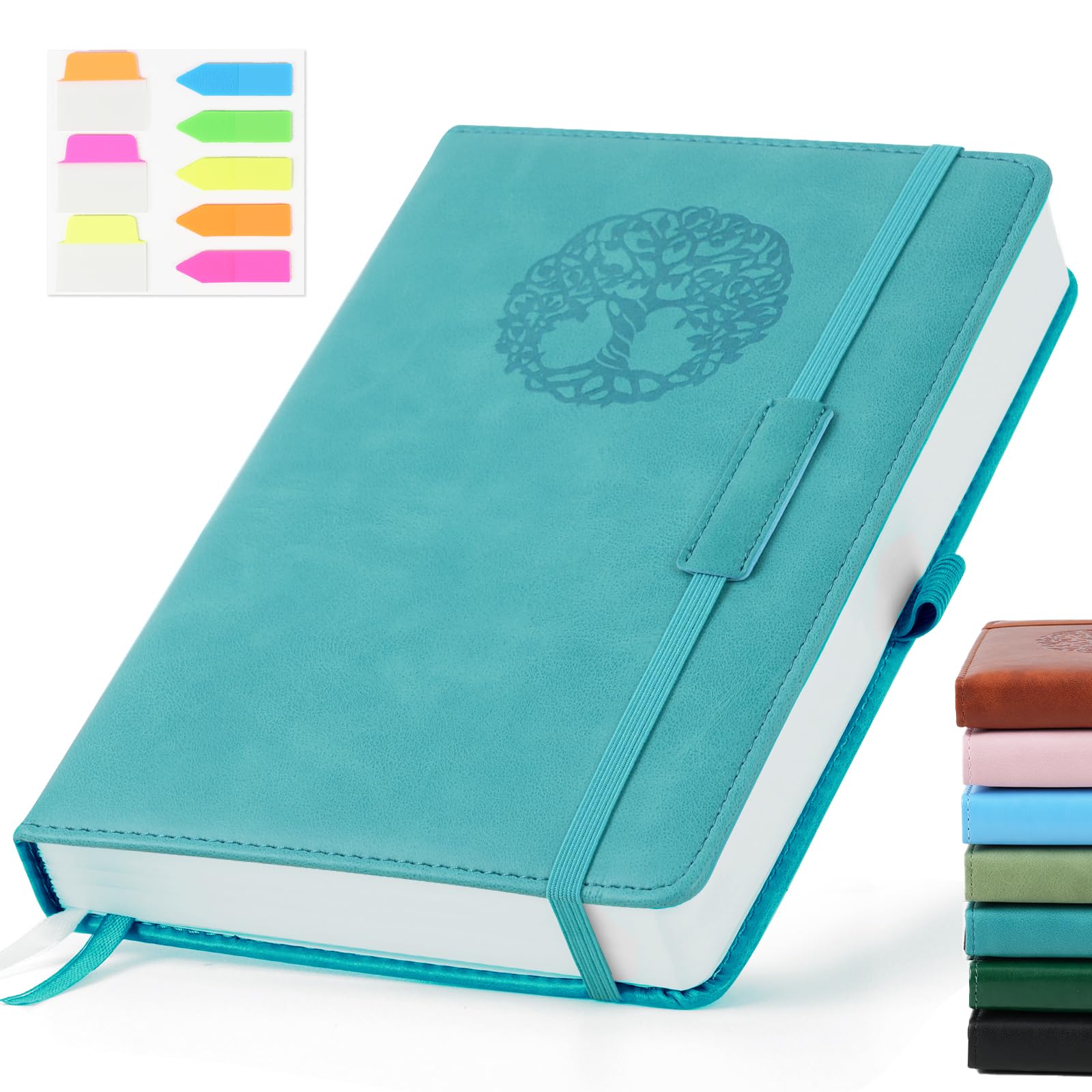 EOOUT Lined Journal Notebook for Women Men, Hardcover Leather Journals for Writing 300 Pages 5.7"×8.3" Turquoise Bible Diary College Ruled Notebooks for Work and School