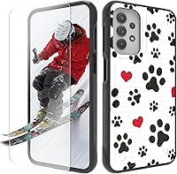 Vista 15 de Funda para Samsung Galaxy A13/A04/A04S/A23/A32 5G con protector de pantalla, parte trasera texturizada de policarbonato duro, diseño de flores