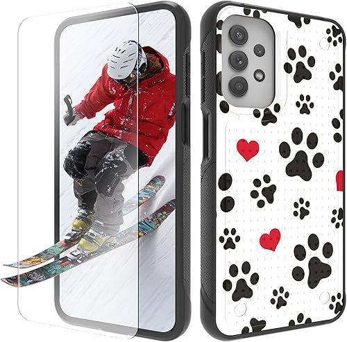 Miniatura 15 de Funda para Samsung Galaxy A13/A04/A04S/A23/A32 5G con protector de pantalla, parte trasera texturizada de policarbonato duro, diseño de flores