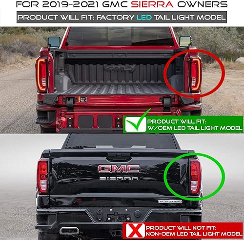 Miniatura 7 de ACANII - Para [tipo LED] 2019-2023 GMC Sierra 1500 20-23 2500HD 3500HD LED negro ahumado tubo luces traseras lámparas izquierda+derecha