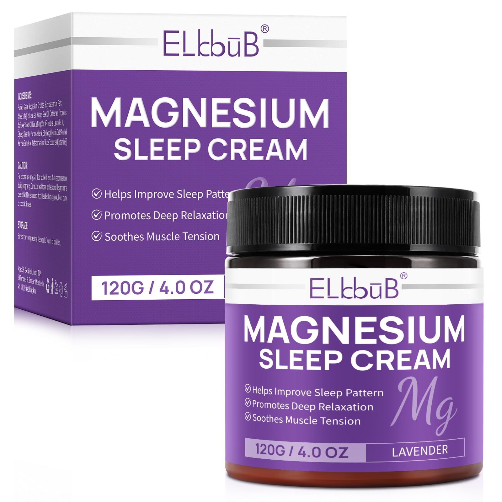 Magnesium Cream for Sleep - Enriched with Almond Oil, Lavender, and Vitamin E for Deep Relaxation - Natural Magnesium Lotion for Skin Nourishment and Quick Absorption - Lavender