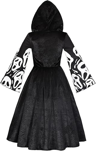 Miniatura 3 de Disfraz de bruja fantasma para niñas, esqueleto que brilla en la oscuridad, disfraz de Halloween