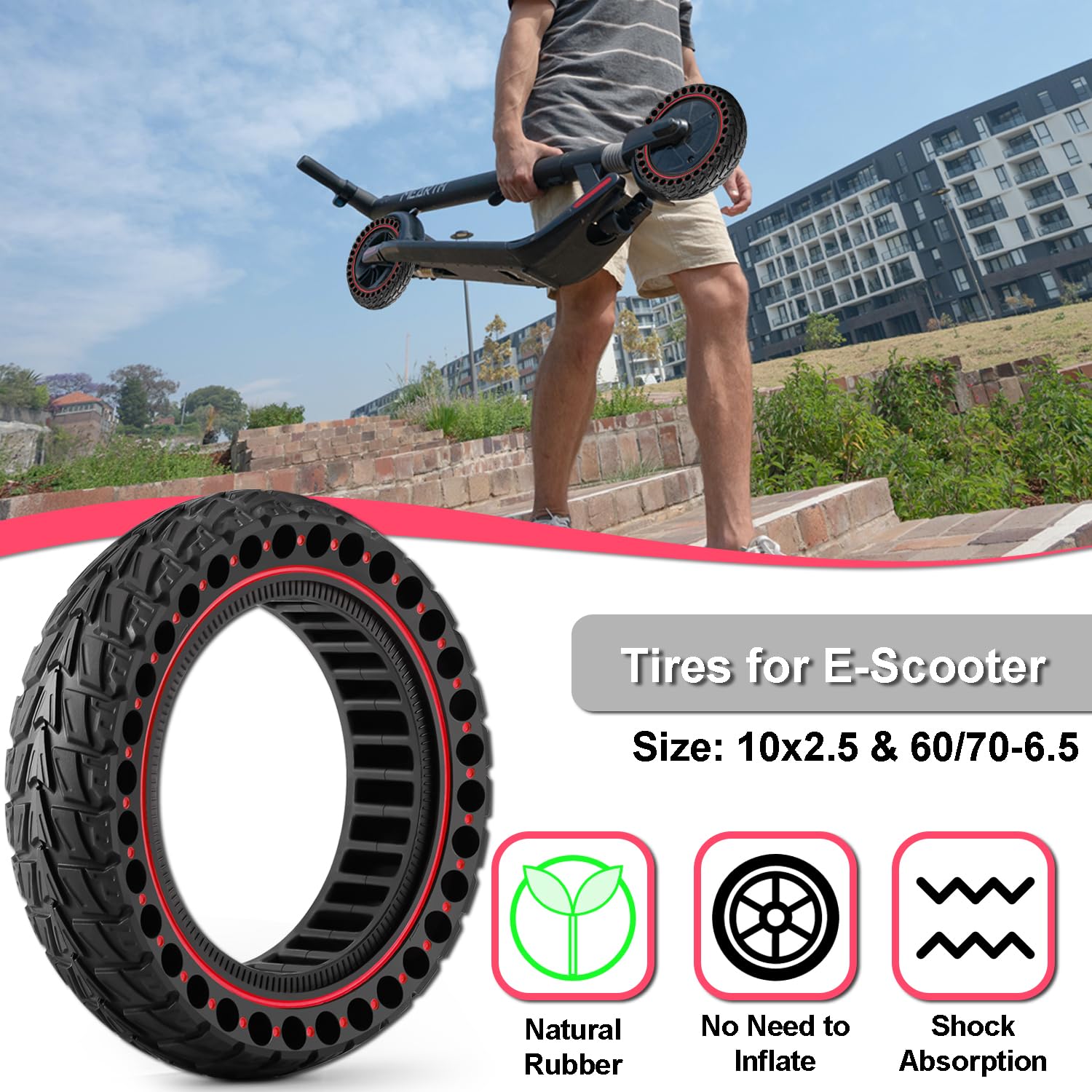 BABEJIA Lot de 2 pneus de scooter 50/75-6.1 sans chambre à air, améliorez votre scooter avec des pneus sans air 8,5 x 2,0, anti-crevaison, pneu de rechange de 8 1/2 x2, compatible BABEJIA Lot de 2 pneus de scooter 50/75-6.1 sans chambre à air, améliorez votre scooter avec des pneus sans air 8,5 x 2,0, anti-crevaison, pneu de rechange de 8 1/2 x2, compatible