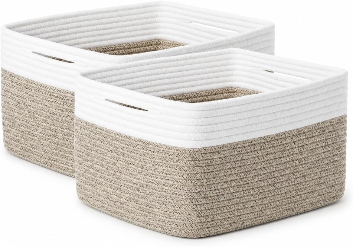 Large Storage Basket for Shelves 16.8”x13”x7.5”2 Pack