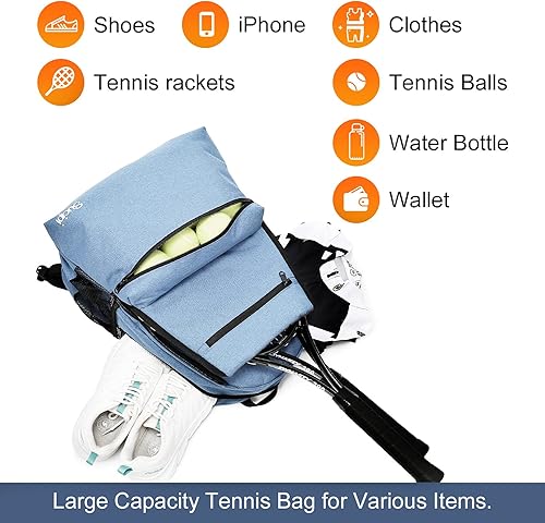 Miniatura 5 de Sucipi Bolsa de tenis profesional para hombres y mujeres, bolsa de raqueta con capacidad para 2 raquetas con compartimento ventilado para zapatos