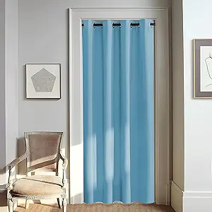 NICETOWN Door Curtain for Closet Doors 80 Inches Long 1 Panel, Blackout Doorway Curtain for Open Closet Bedroom, Room Divider Living Room for Privacy (Teal Blue, 1 Panel, 46W x 80L)