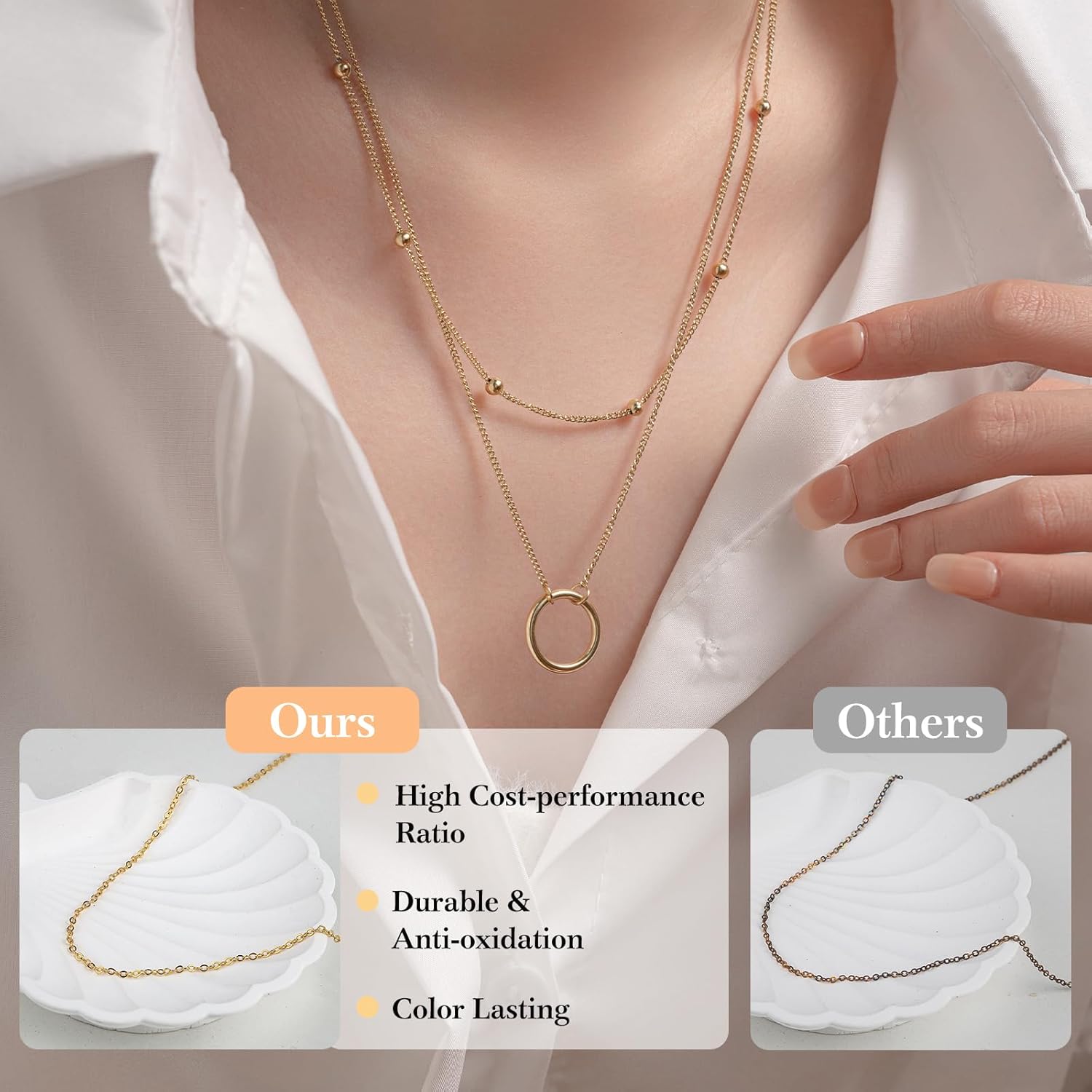 14k Gold Necklace Chains for Jewelry Making, Total 20 Feet 6 Rolls Bracelet Chains for DIY, 3.3 Feet Each Style, 14K Gold Plated Chain with Jump Rings/Lobster Clasps/Connectors - Image 3