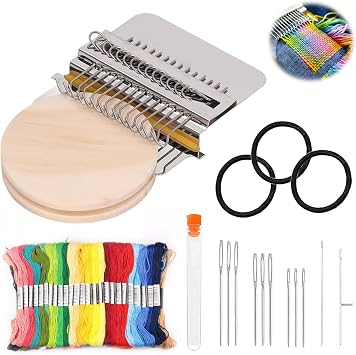 Patchmaker 2.0 Kit, Mini Darning Loom with 36 Color Threads,14 Hooks