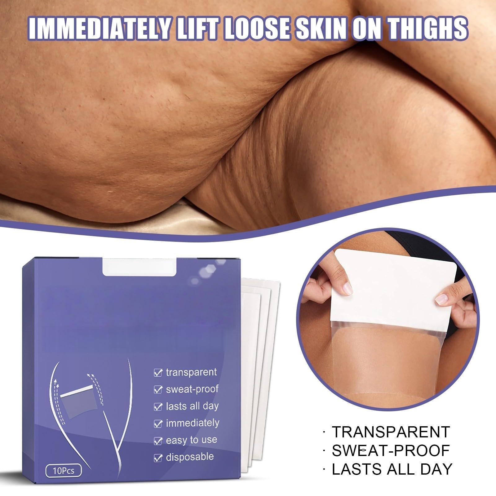 30 Stück Tape zur Oberschenkelstraffung,Instant Thigh Lifting Tape,Transparente Klebestreifen Oberschenkelstraffungen,Unsichtbare Beinstraffungs Aufkleber,Straffungs-Oberschenkel-Patches