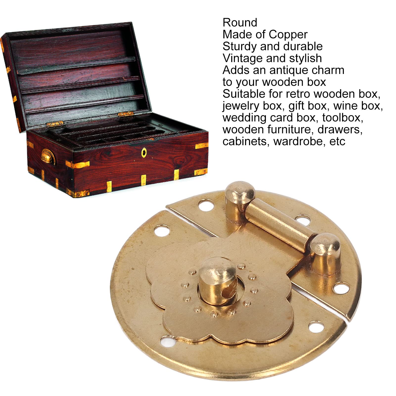 1pc Antique Bronze Jewelry Wooden Box Case Toggle Hasp Latch 2pcs