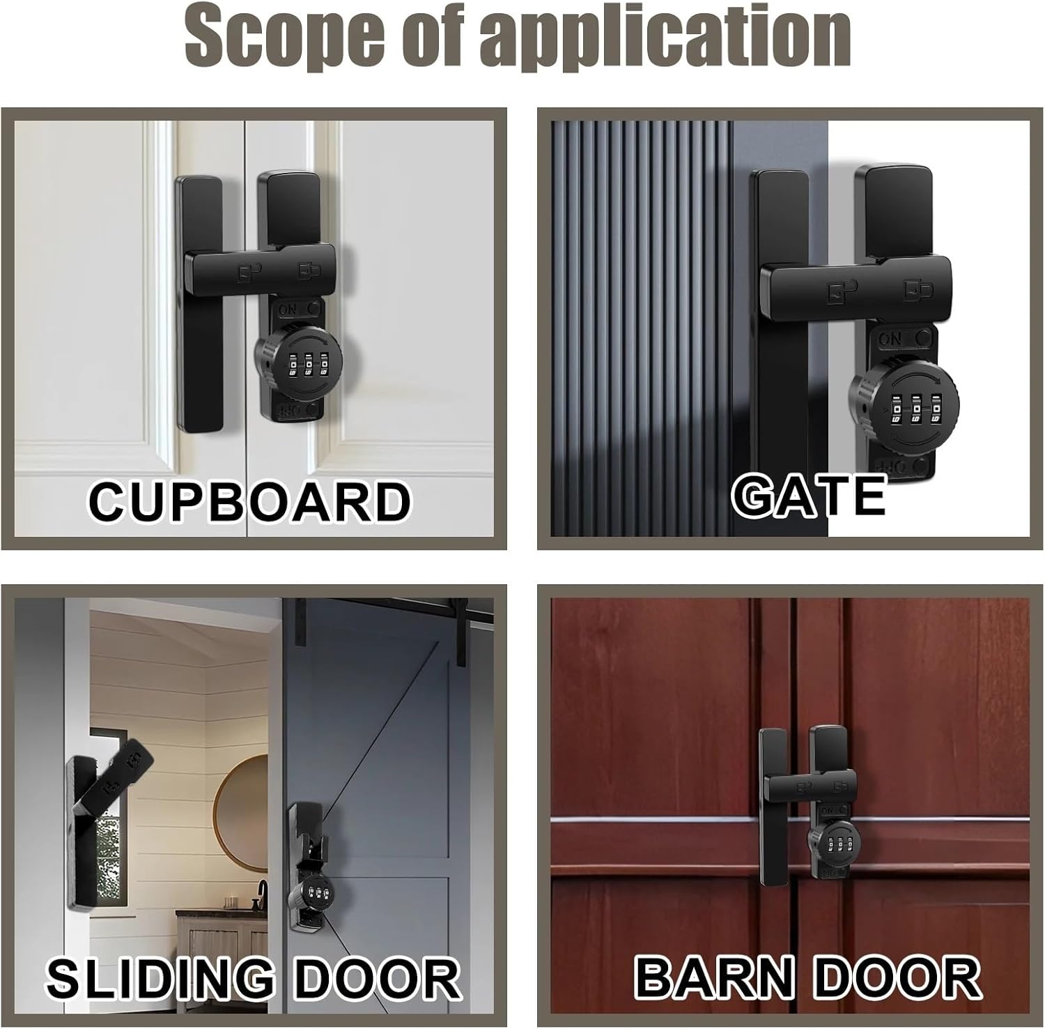Password Barn Door Lock 180/90 Degree Flip Locks and Gate Latches,Sliding Latch for Garage Cabinet for Barn Doors(Black-90 Degrees)