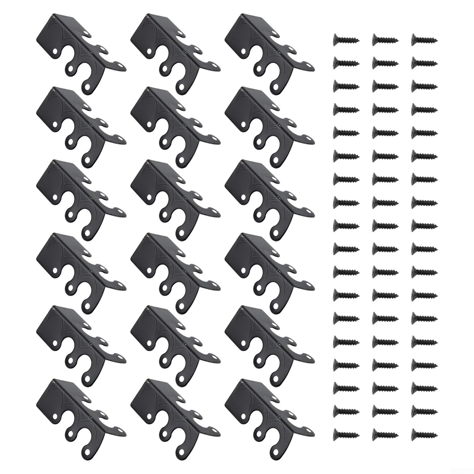 Vintage Metal Corner Protectors 6 Pcs Decorative Baseboard and Skirting Board Covers Iron Bronze Gold Silver Black Easy Installation for Residential or Commercial Use(Black 18pcs)