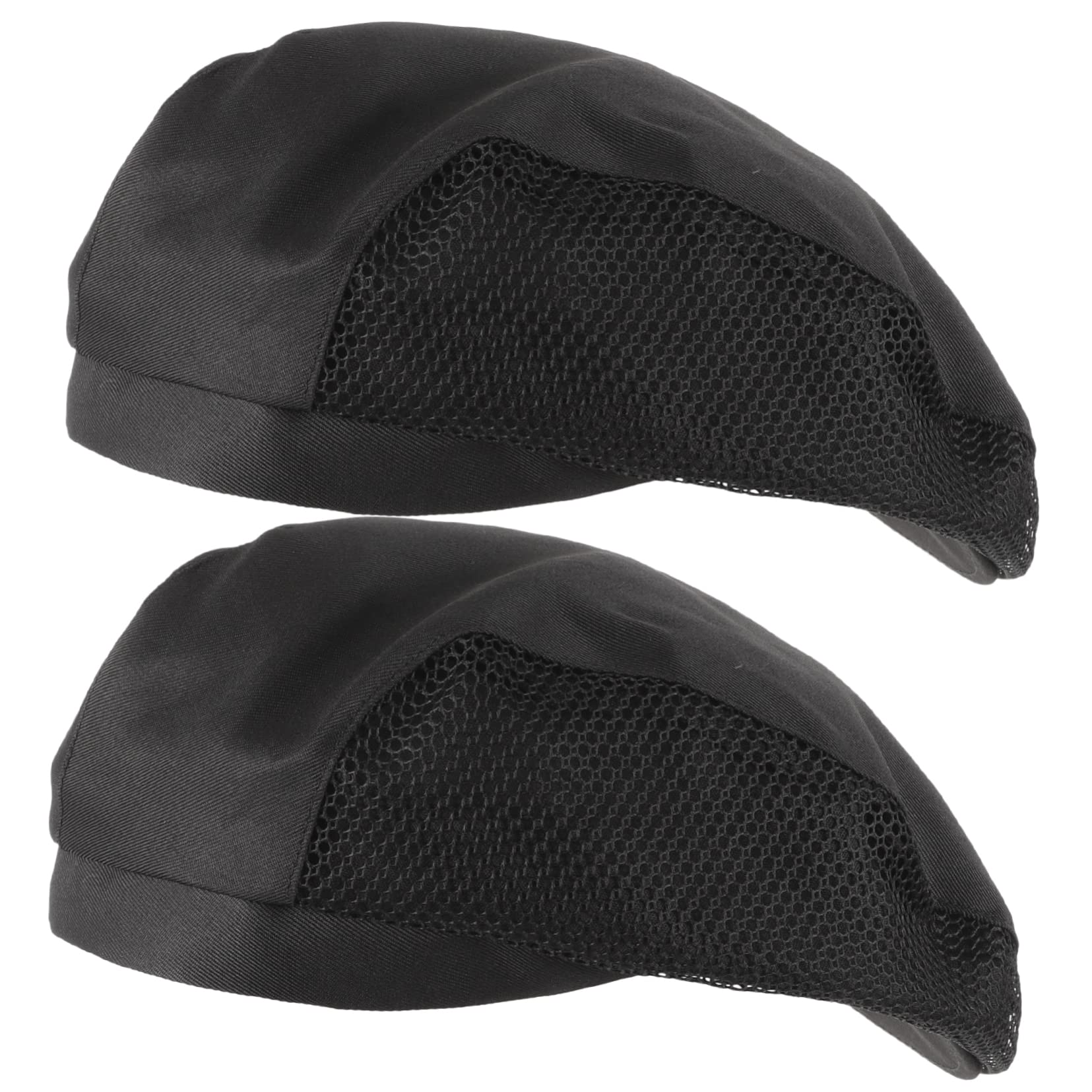 OUNONA 2Pcs Reusable Chef Hat for Men Women Cooking Cap for Kitchen Cafes Bakeries and Food Service Keeps Hair Clean Professional Look Black