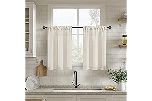 Rustic Linen Camper Window Curtains with Dual Rod Pocket