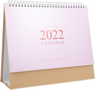 Kisangel カレンダー 1個 2022年 デスクカレンダー スタンドアップカレンダー タイムスケジュール カレンダー ホームオフィス用 (ピンク)