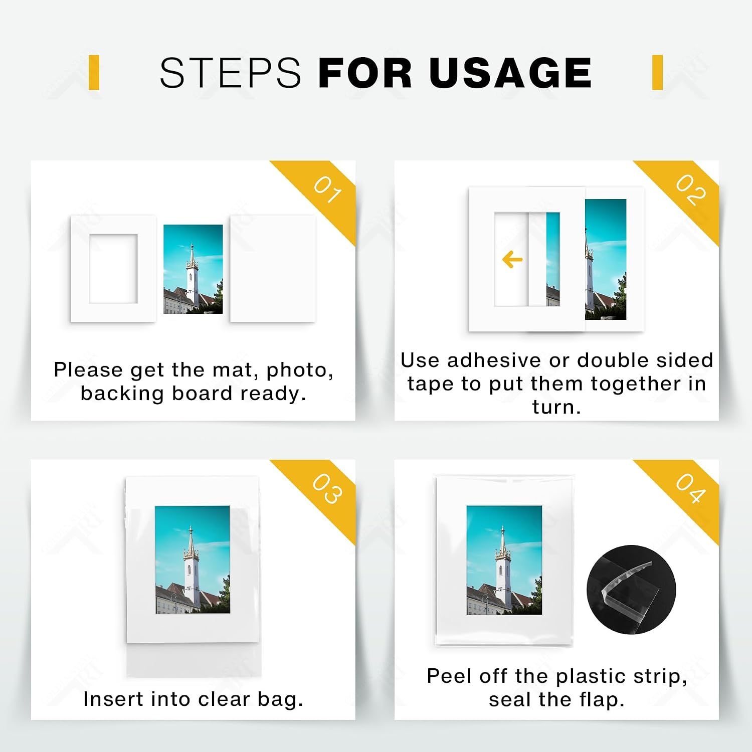 Golden State Art, Pack of 10 White 8x10 Picture Mats Mattes with White Core Bevel Cut for 5x7 Photo + Backing +Bags