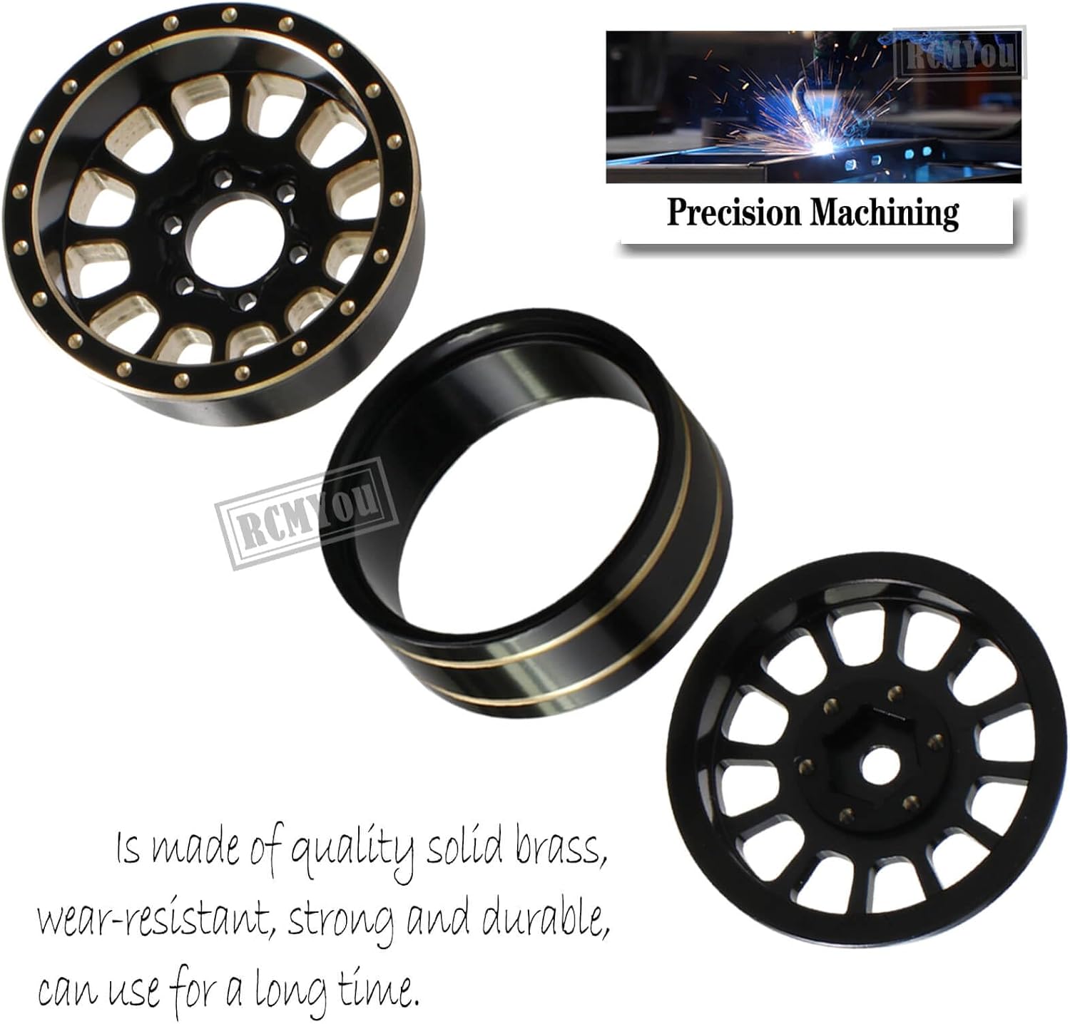 RC Full Brass 1.2 Inch Beadlock Wheel Rim for 1/18 1/24 Trx4m SCX24 FCX24 RC Crawler Car,Full Brass 4PCS (1.2 Inches) Wheel Hub